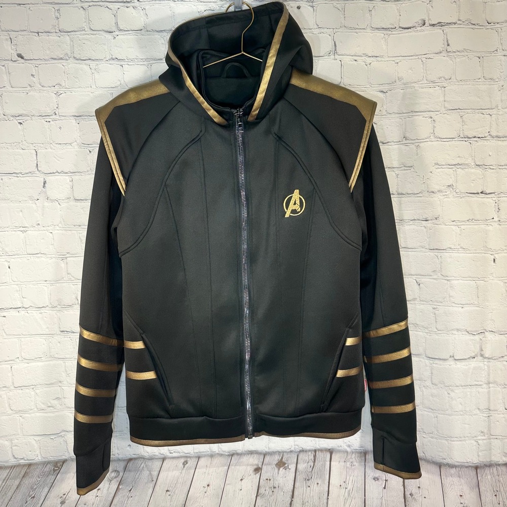Marvel Avengers Ronin Hawkeye Zip Up Hoodie Black Gold Mens Medium Disney